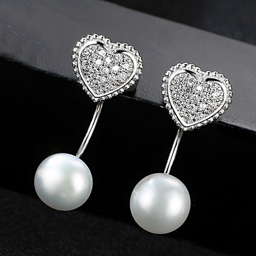 Cercei argint rodiat Heart Pearl [1]