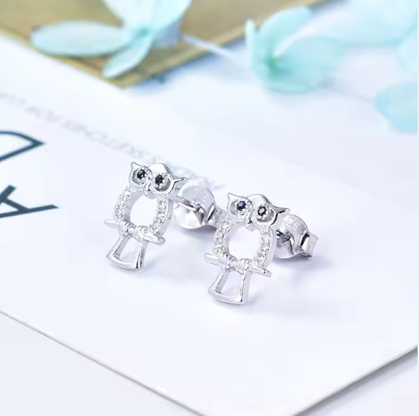 Cercei argint rodiat Owl [3]