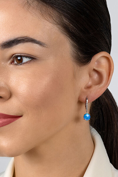 Cercei argint rodiat toarta Opal Albastru [2]