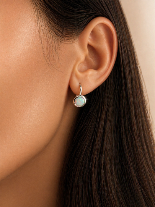 Cercei argint rodiat toarta Opal [2]