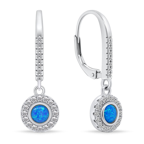 Cercei argint rodiat Opal Blue si Zirconia [1]
