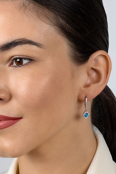 Cercei argint rodiat Opal Blue si Zirconia [2]
