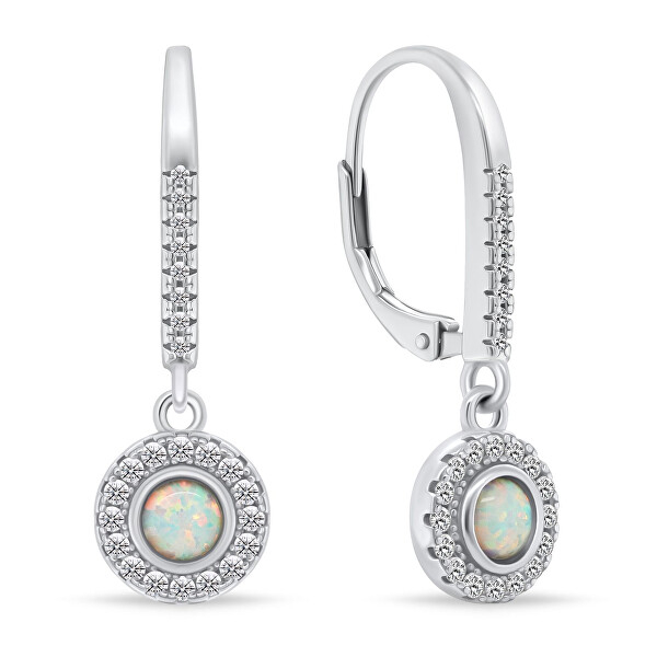 Cercei argint rodiat Opal Alb si Zirconia [1]