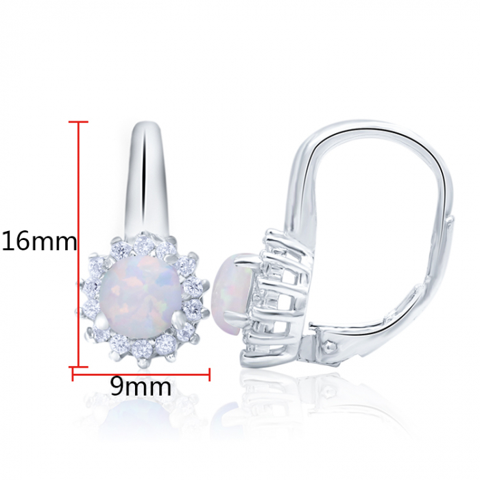 Cercei argint rodiat Flower Zirconia si Opal [2]
