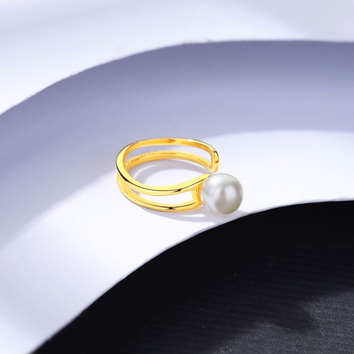 Cercel ear cuff argint placat cu aur Pearl [4]
