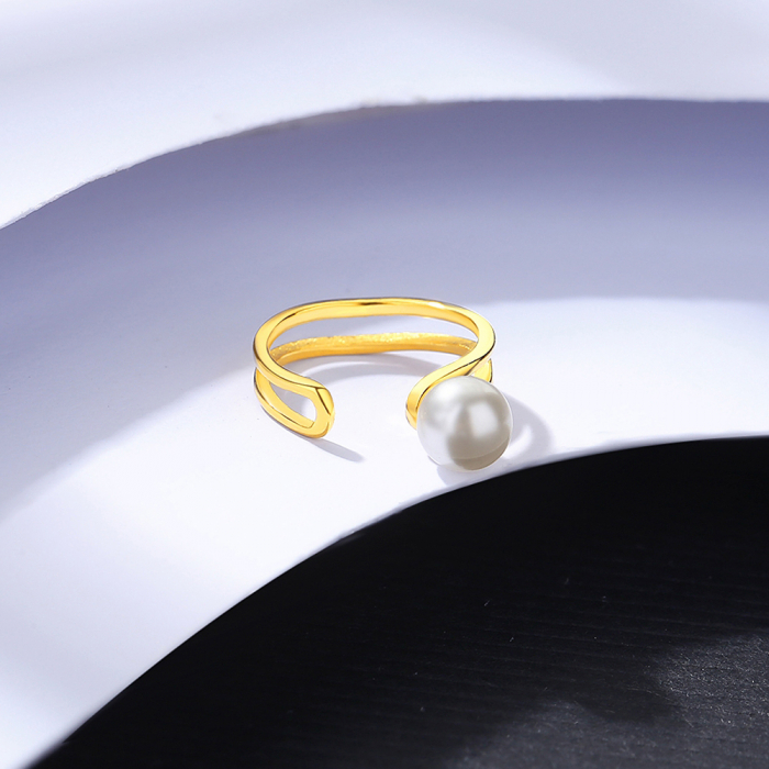 Cercel ear cuff argint placat cu aur Pearl [3]