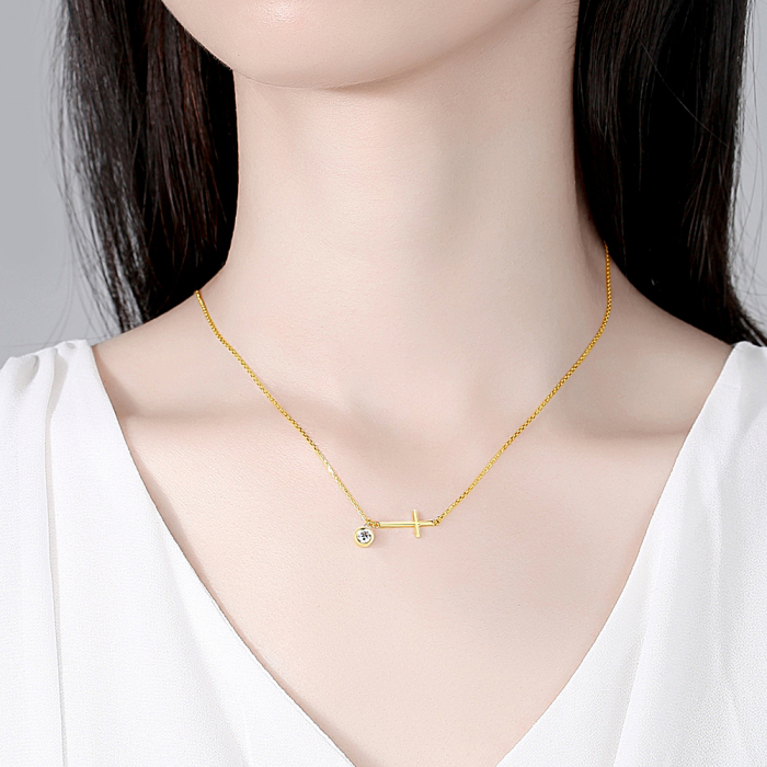 Colier argint placat cu aur Cross [3]