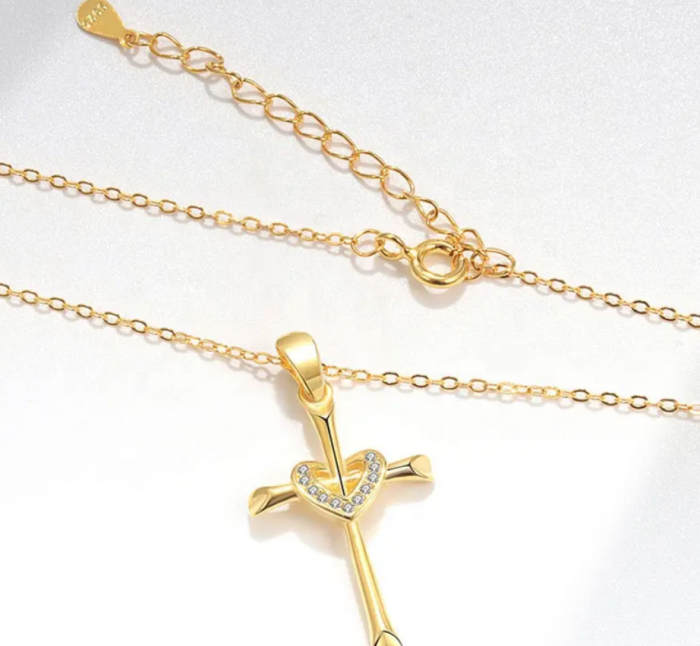 Colier argint placat cu aur Big Cross [4]