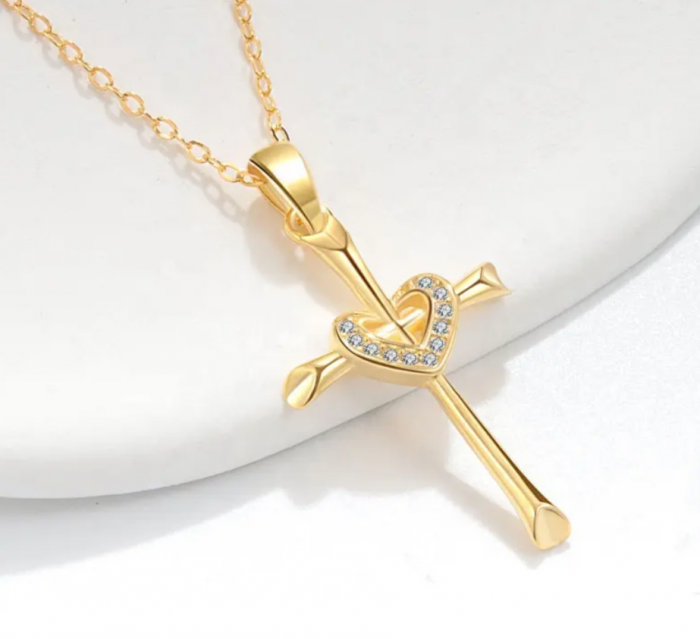 Colier argint placat cu aur Big Cross [3]