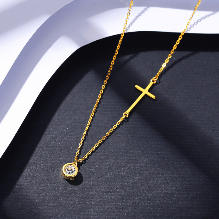 Colier argint placat cu aur Cross [2]
