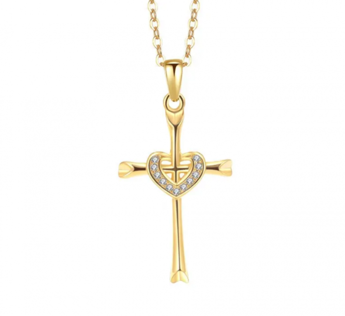 Colier argint placat cu aur Big Cross [1]
