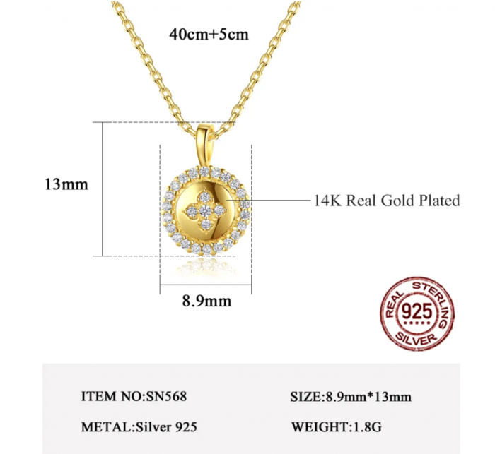 Colier argint placat cu aur Diamond Flower [2]
