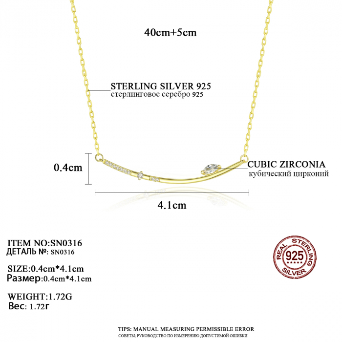 Colier argint placat cu aur Floating Zirconia [4]