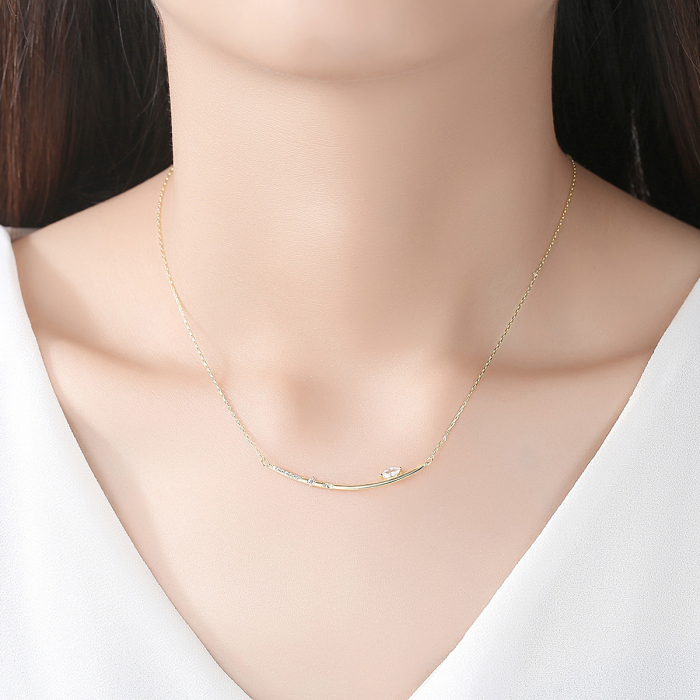 Colier argint placat cu aur Floating Zirconia [3]