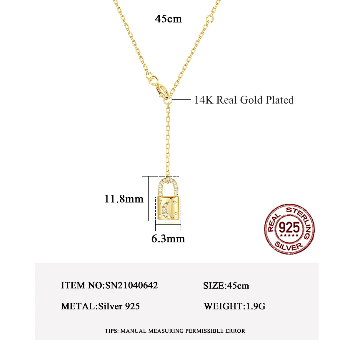Colier argint placat cu aur Lock [3]