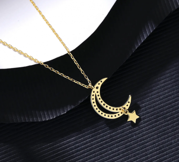 Colier argint placat cu aur Moon [5]