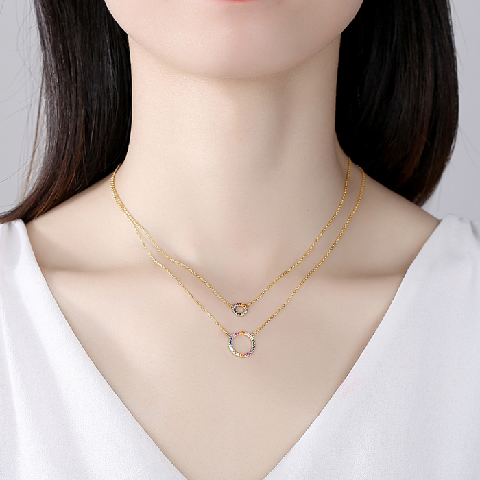 Colier argint placat cu aur Rainbow Circles [3]