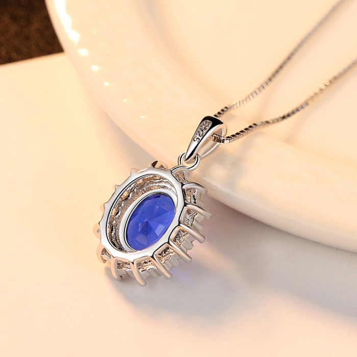 Colier argint rodiat Blue Sapphire [3]
