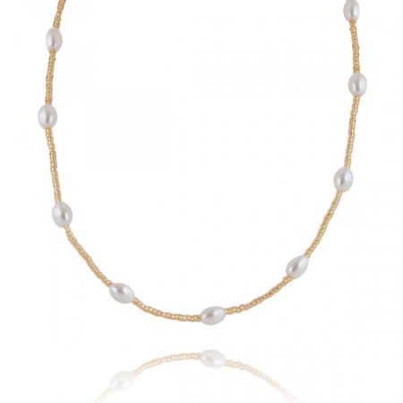 Colier inox placat cu aur Elegant Pearl [2]