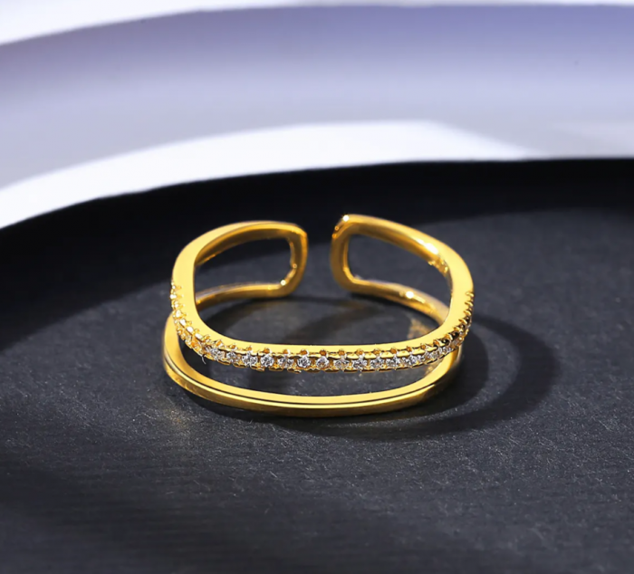 Inel reglabil  placat cu aur Zirconia [5]