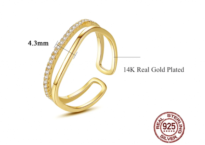 Inel reglabil  placat cu aur Zirconia [2]