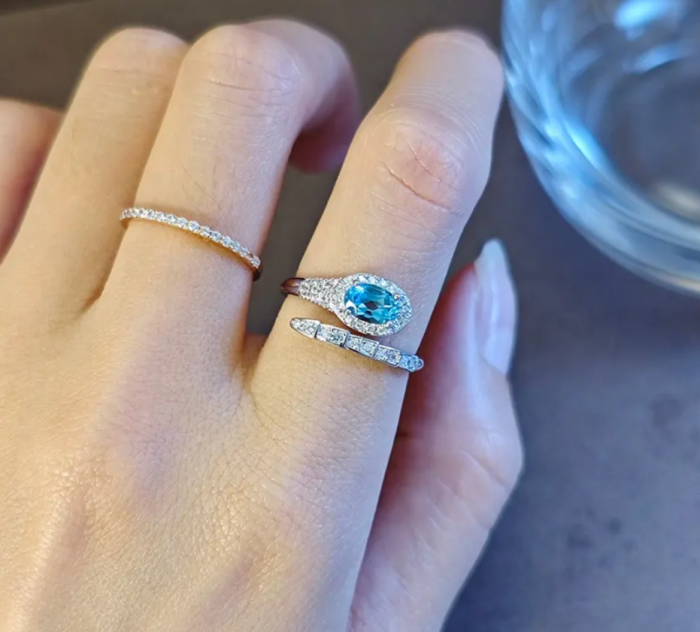 Inel reglabil argint Snake Topaz [2]