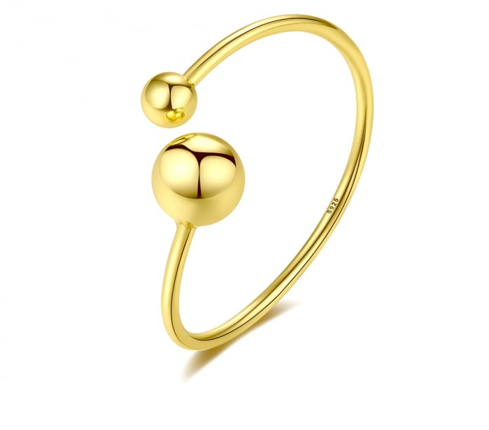 Inel reglabil argint placat cu aur Ball [1]