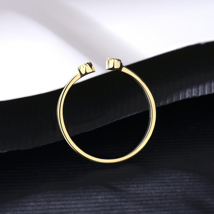 Inel reglabil argint placat cu aur Double Zirconia [3]