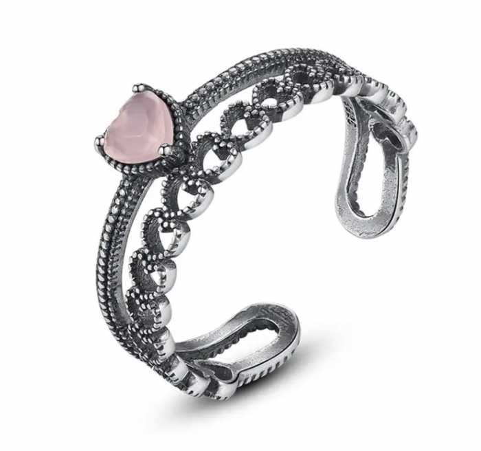 Inel reglabil argint rodiat Pink [1]