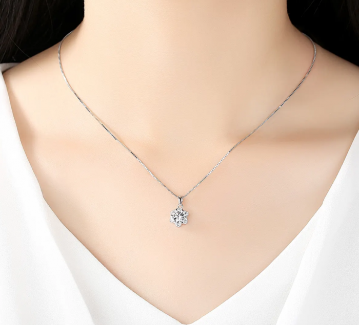 Set colier si cercei argint rodiat Flower [4]