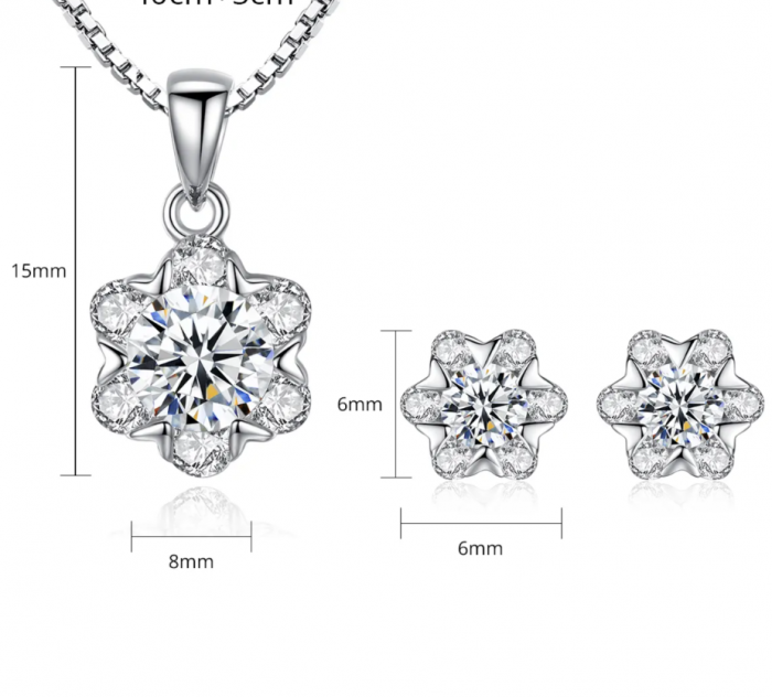 Set colier si cercei argint rodiat Flower [2]