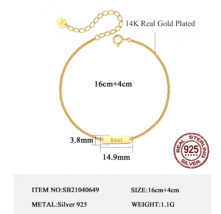 Bratara argint placat cu aur Best [1]