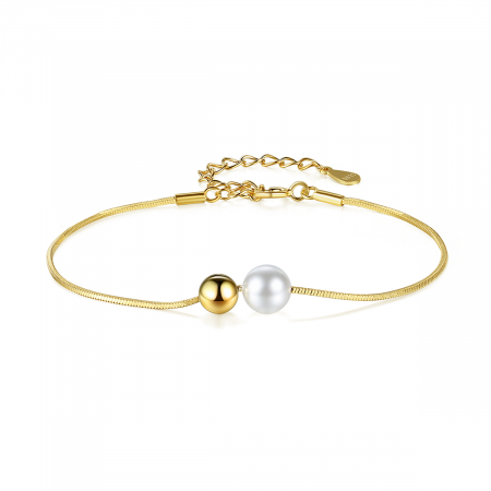 Bijuterii argint - Bratara argint placata cu aur Pearl