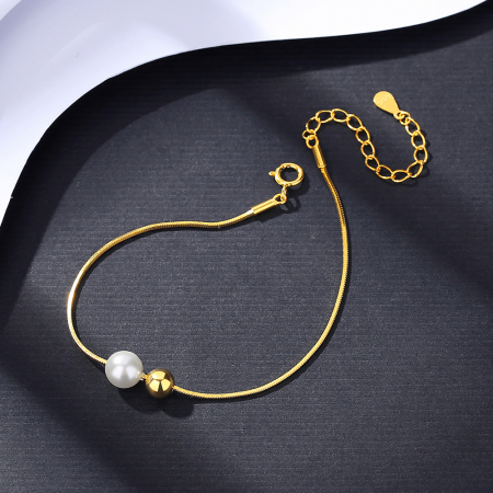 Bratara argint placata cu aur Pearl [5]