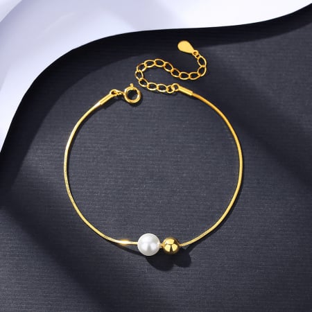 Bratara argint placata cu aur Pearl [6]