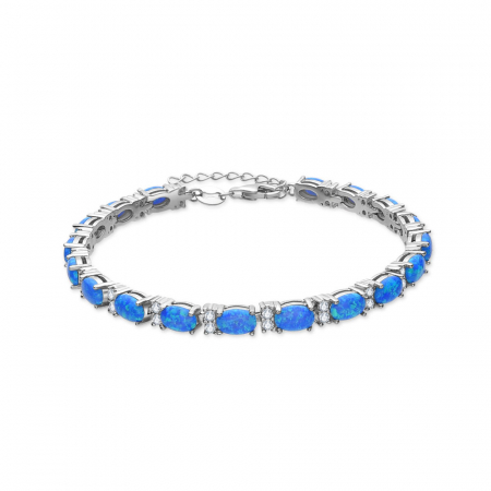 Bratara argint rodiat opal albastru
