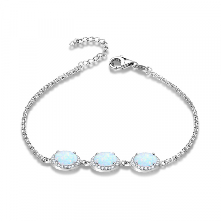 Bratara argint rodiat Opal White
