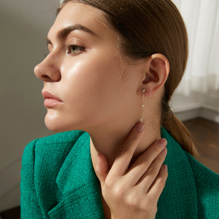 Cercei argint placat cu aur Chain [3]