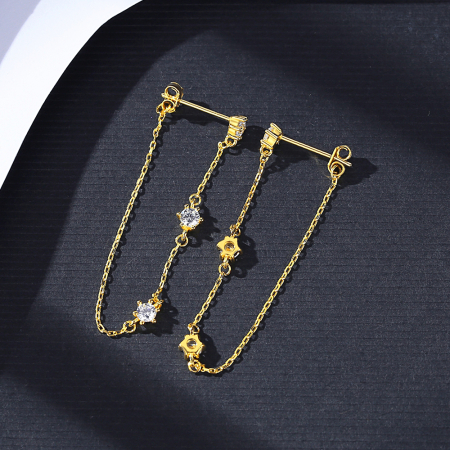 Cercei argint placat cu aur Chain [5]