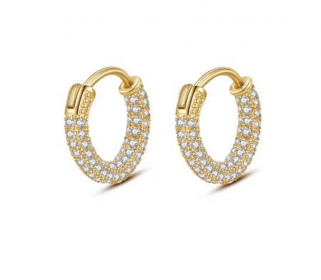 Cercei argint placat cu aur creola Zirconia