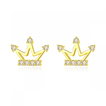Cercei argint - Cercei argint placat cu aur Crown