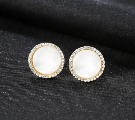 Cercei argint placat cu aur Freshwater Pearl