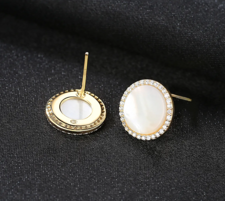Cercei argint placat cu aur Freshwater Pearl [3]