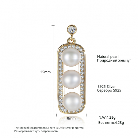Cercei argint placat cu aur Golden Pearls [2]