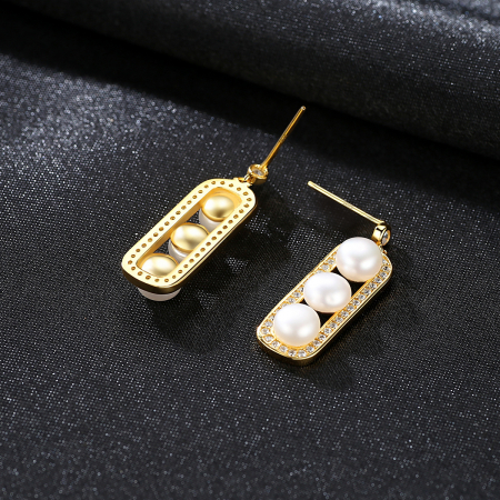 Cercei argint placat cu aur Golden Pearls [1]