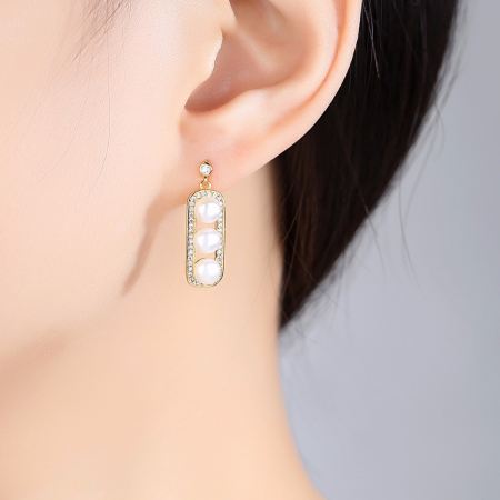 Cercei argint placat cu aur Golden Pearls [3]