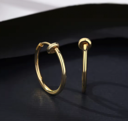 Cercei argint placat cu aur Huggie Gold [3]