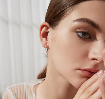 Cercei argint placat cu aur Huggie Gold [2]