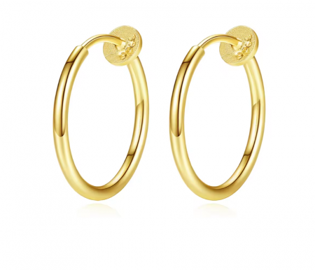 Cercei argint placat cu aur Huggie Gold [0]