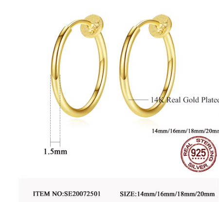 Cercei argint placat cu aur Huggie Gold [1]